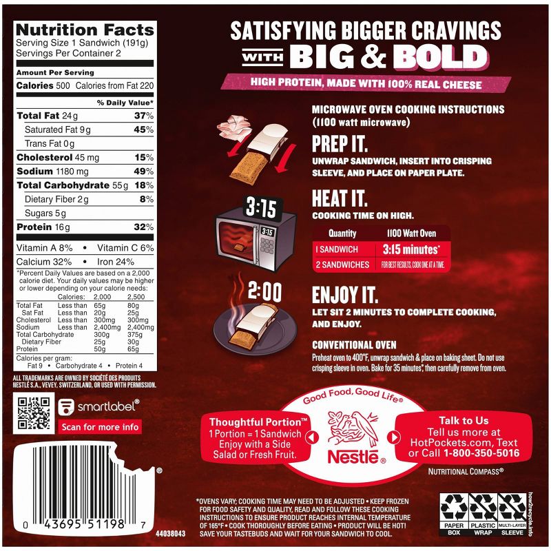 Hot Pockets Big & Bold Double Pepperoni Pizza - 13.5oz