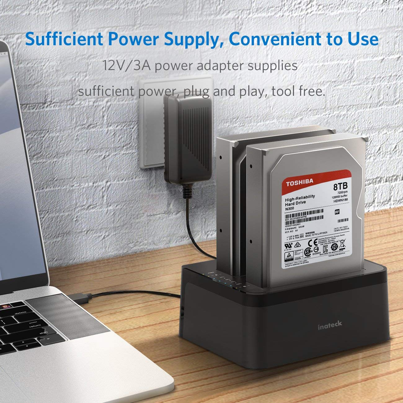 Inateck Type C SATA Hard Drive Docking Station, USB 3.0 SSD Docking Station,Dual Bay,FD2002C