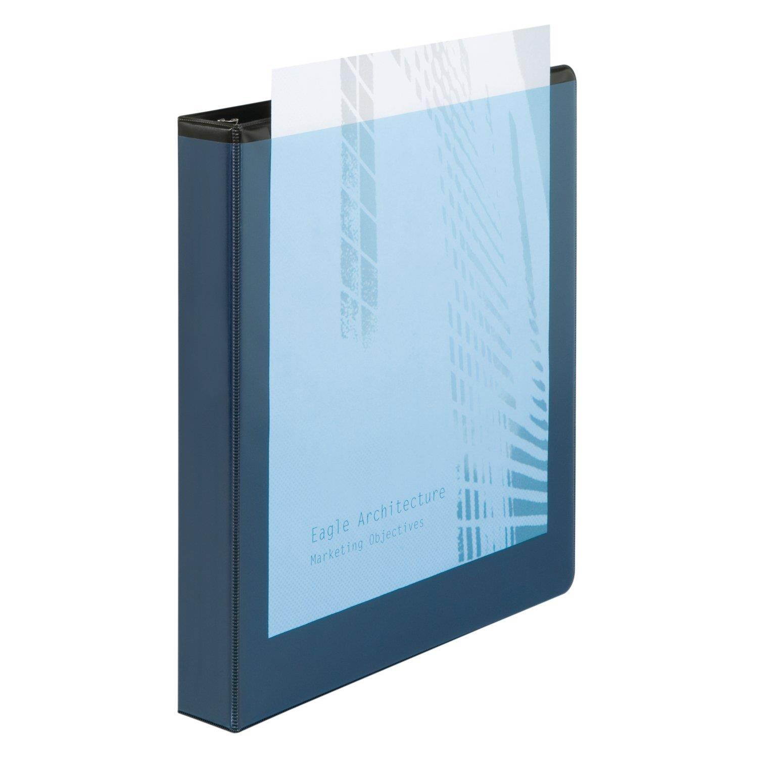 Wilson Jones Tinted View Round Ring Binder, 1 Inch, Customizable, Black with Assorted Color Overlay, Case of 6 (W68552BPP)