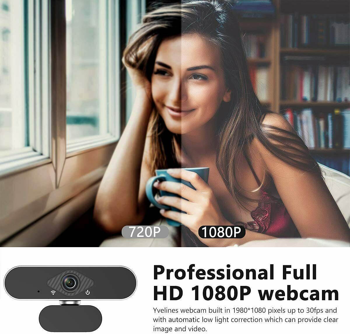 1080P HD Webcam with Microphone, easyday Web Cam USB Camera Computer Streaming Webcam for Video Calling Recording Conferencing