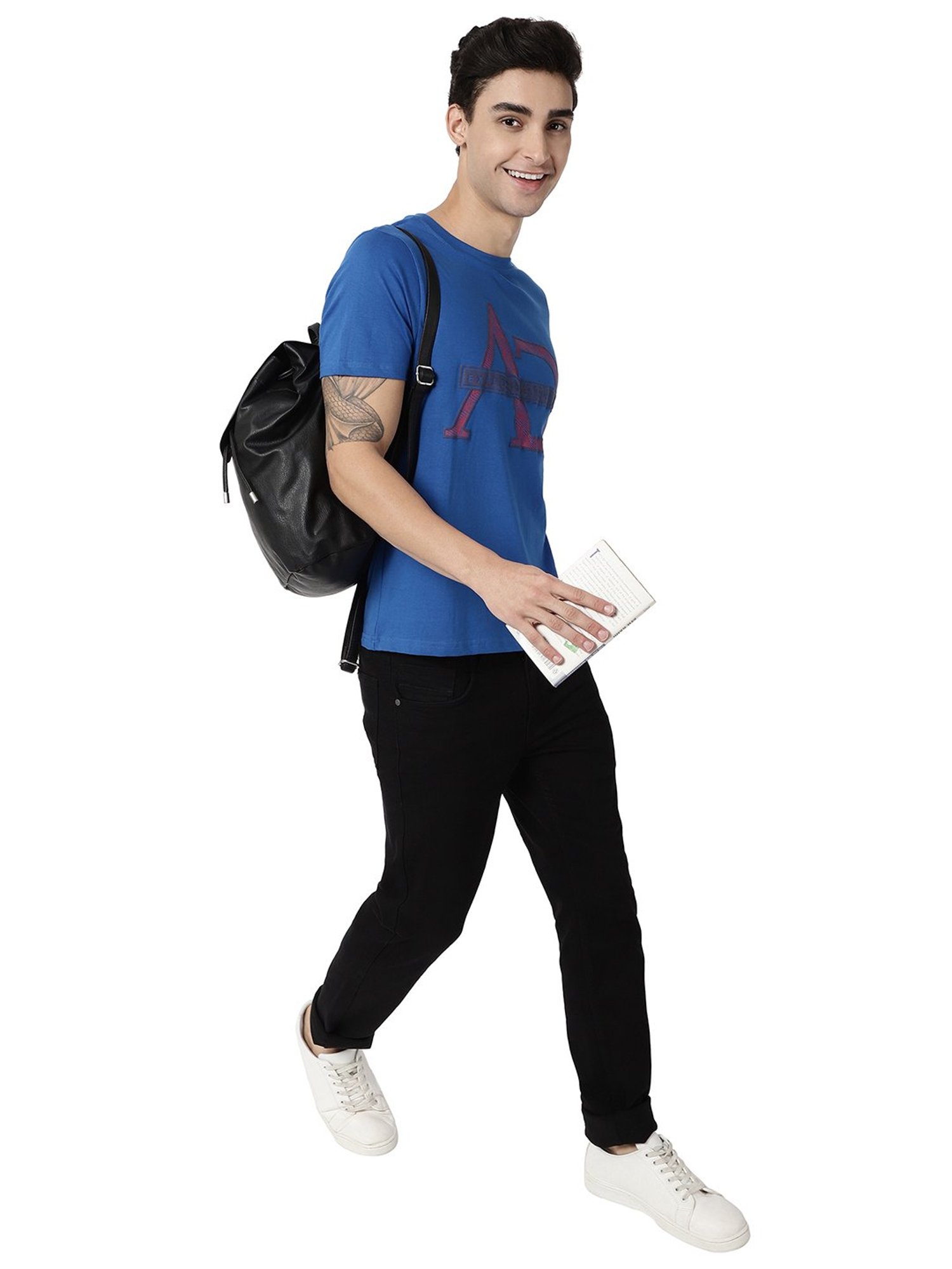 AD by Arvind Royal Blue Crew T-Shirt