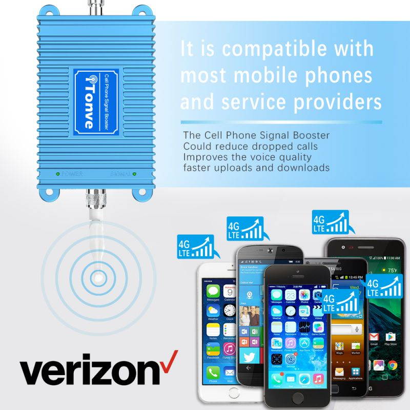 Cell Phone Signal Booster Verizon 4G LTE Cell Signal Booster Verizon Band13 700Mhz Verizon Cell Phone Booster Repeater Verizon Cell Phone Signal Amplifier Boost Voice+Data with Antennas Kit for Home