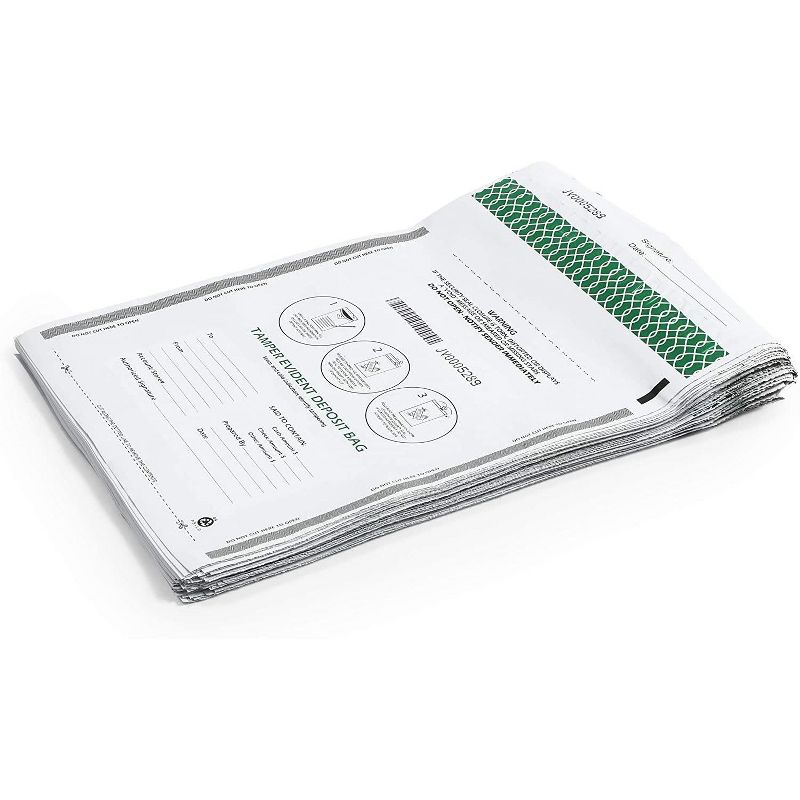 Stockroom Plus 100 Pack Bank Deposit Bags for Cash and Checks, White (9 x 12 In)