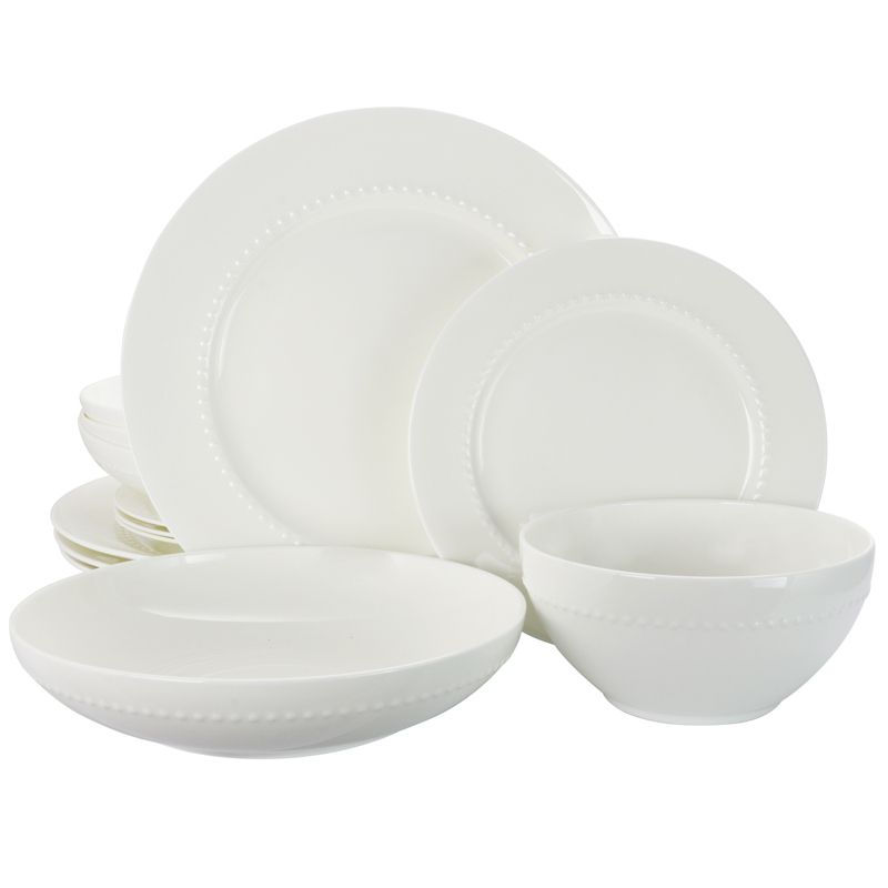 Vremi 16 Piece Multicolor Porcelain Dinnerware Set with 4 Dinner Plates, 4 Dessert Plates, 4 Salad/Soup Bowls, & 4 Coffee/Tea Mugs