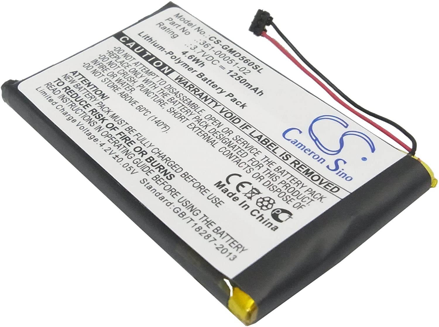 Replacement GPS Navigation Battery Part No.361-00051-02 for Garmin Dezl 560LMT, Dezl 560LT, Dezl 650LM,1250mAh lipo