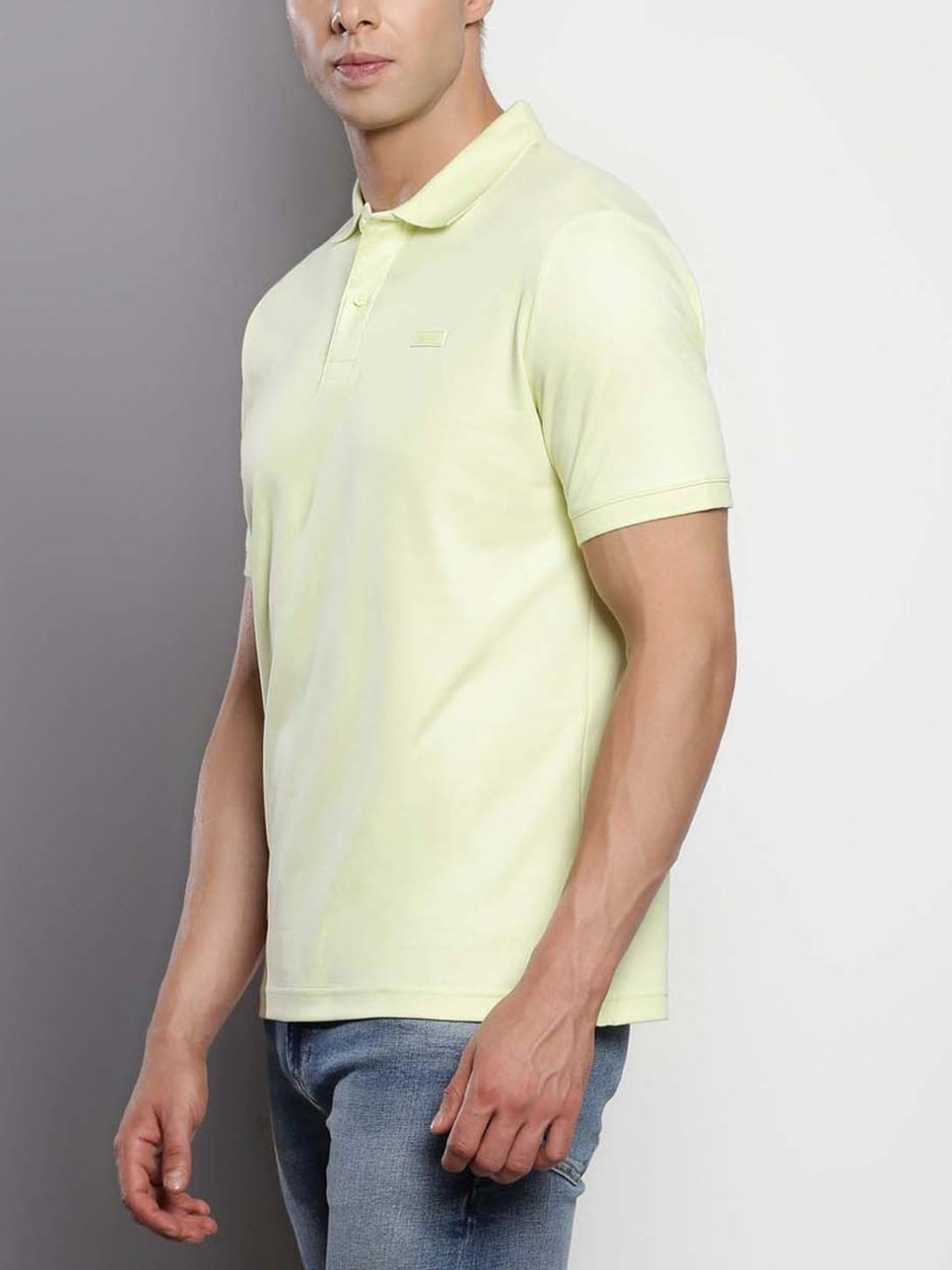 Calvin Klein Luminary Green Cotton Slim Fit Polo T-Shirt