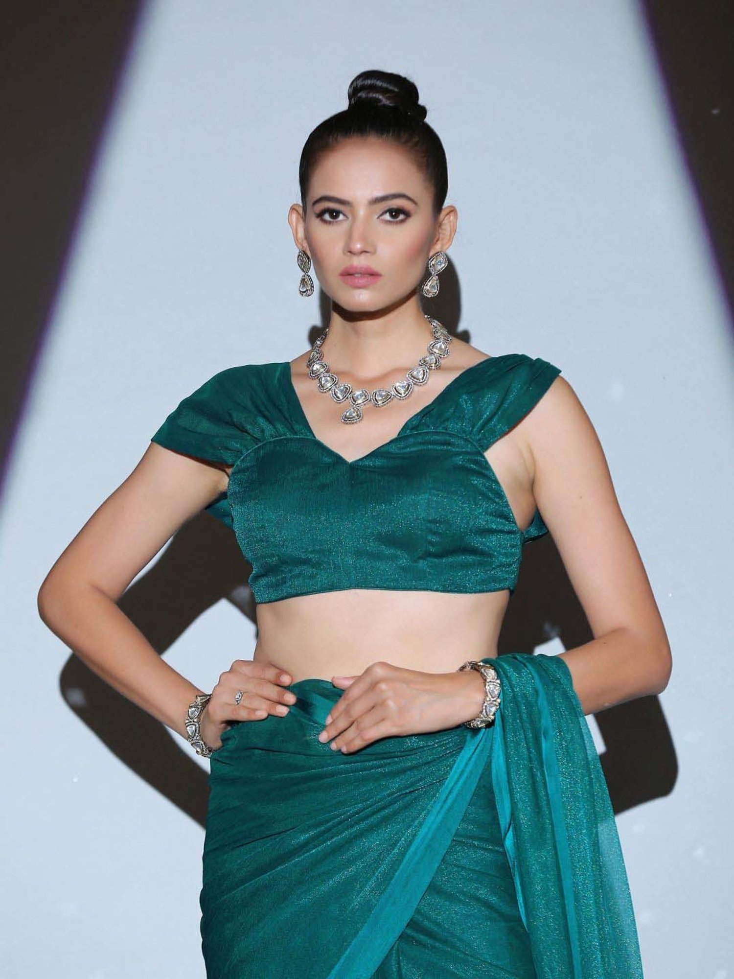 Swtantra Turquoise Woven Pattern Readymade Blouse