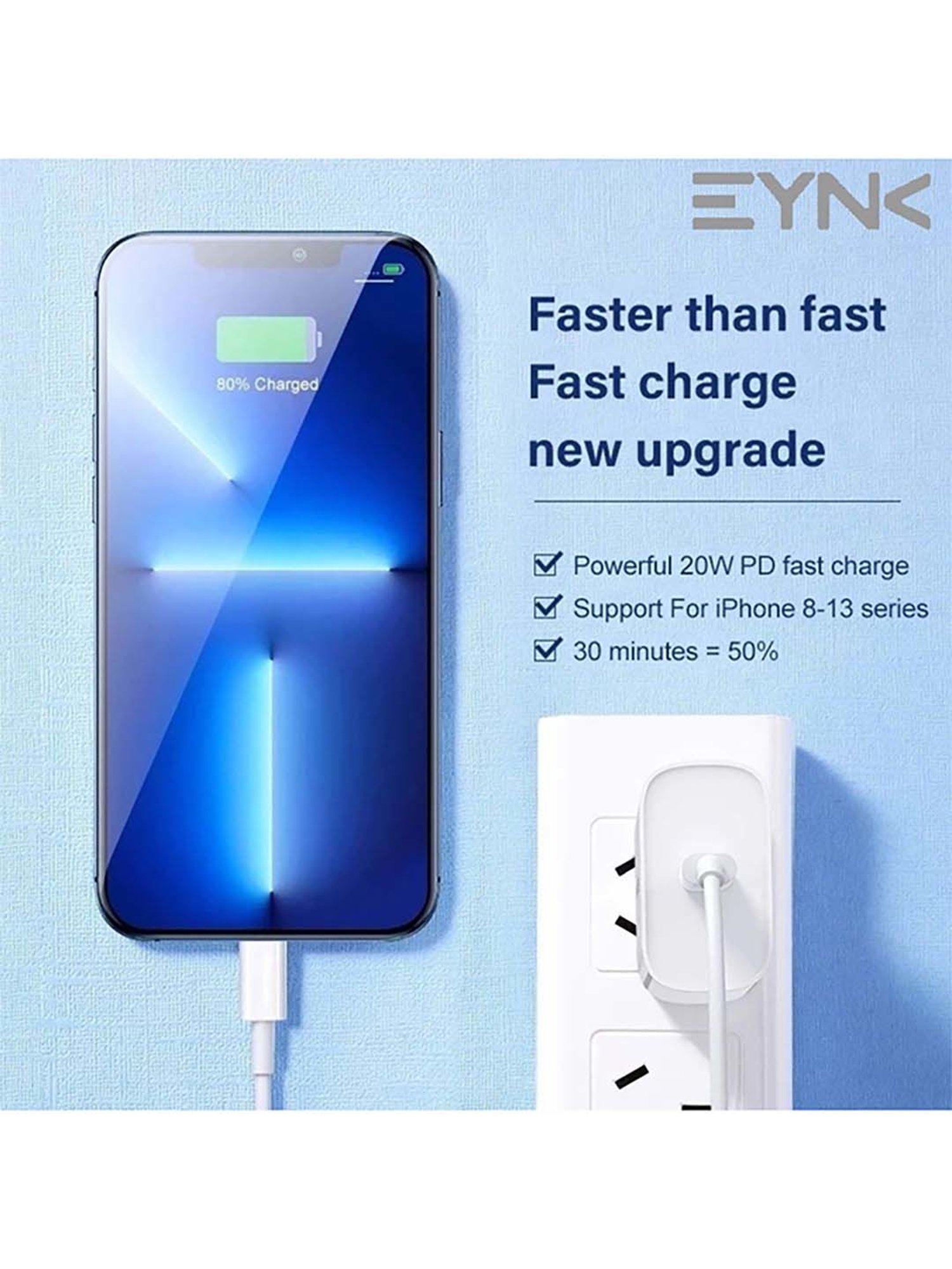 EYNK 20W USB-C Wall Charger PD Fast Adapter (White)