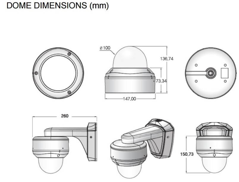 Eyemax 4.2MP Outdoor IR Vandal Dome IP Camera 3.6-10.5mm Lens Onvif POE IP68 Outdoor Water Proof Motorized Avail.