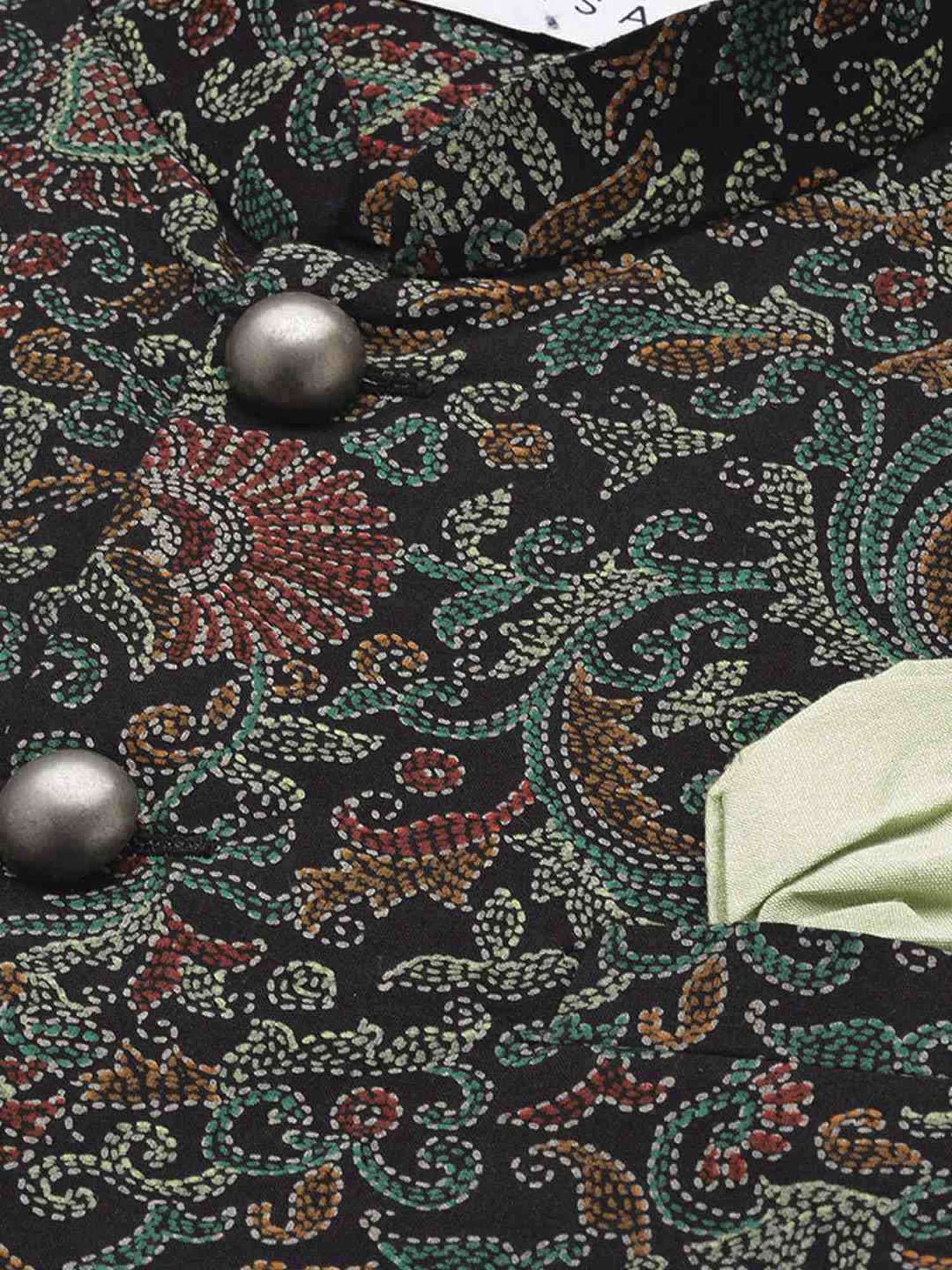 KISAH Multicolored Regular Fit Printed Kurta Set With Jacket