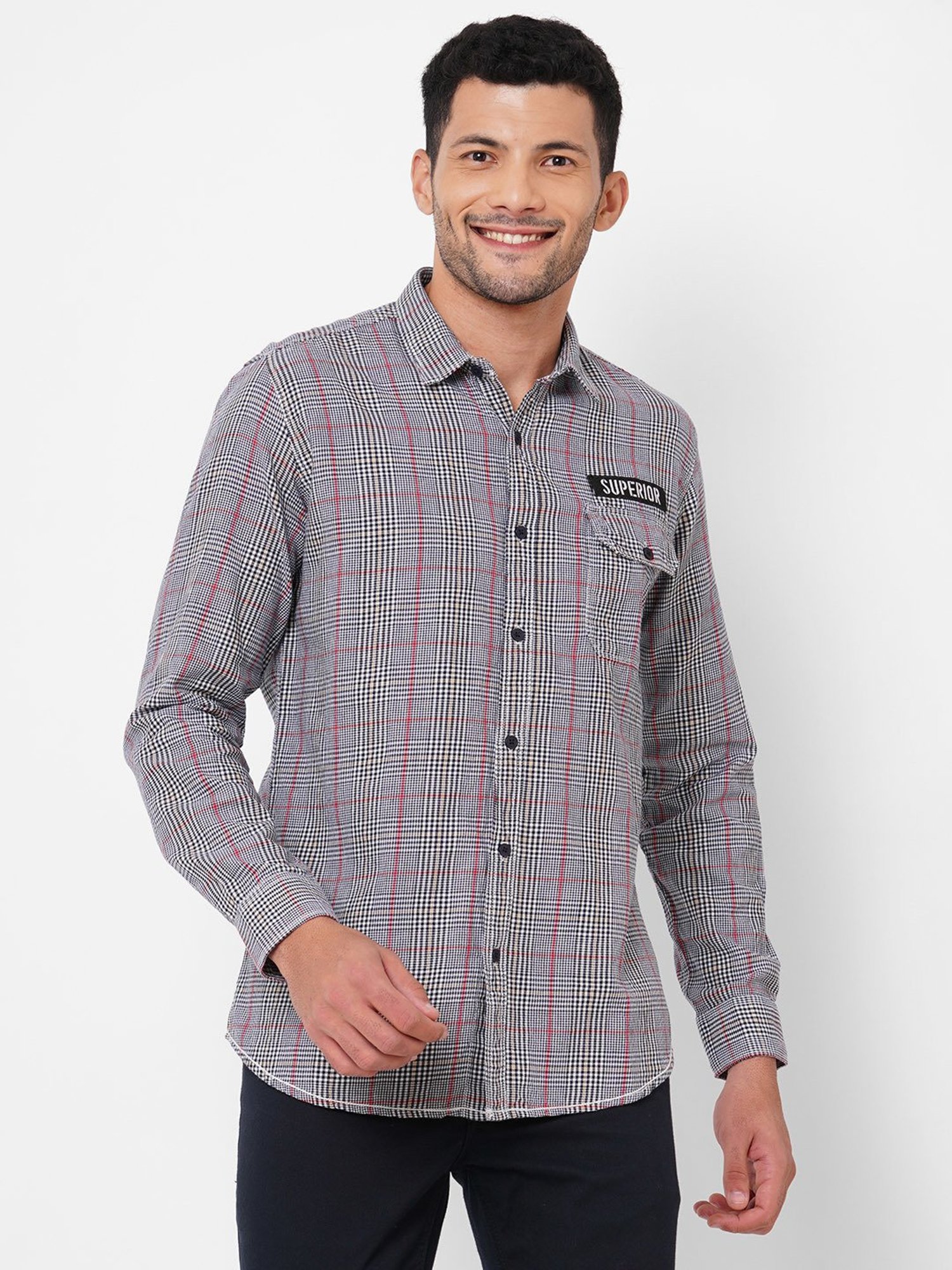 SOLEMIO Multicolor Slim Fit Check Shirt