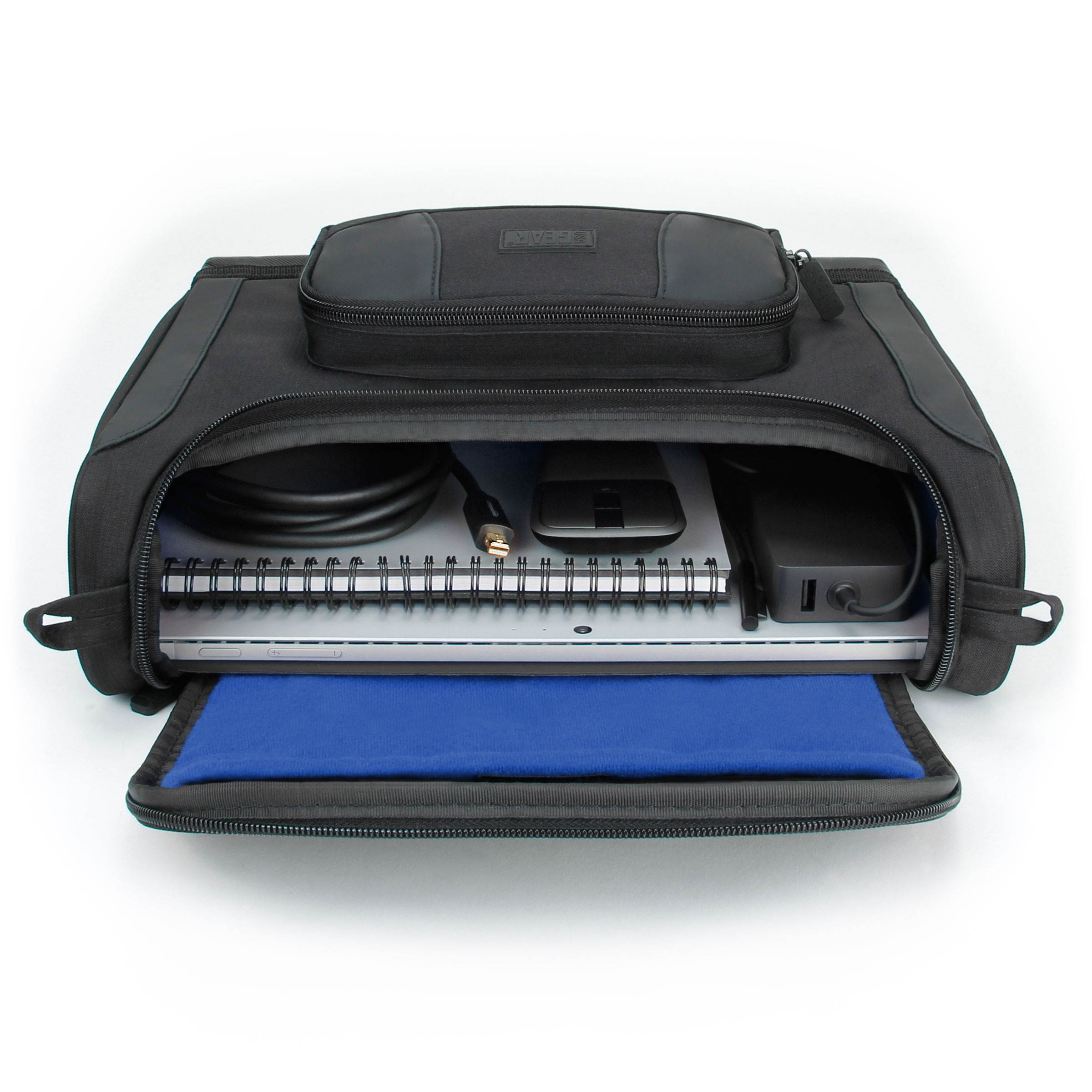 surface pro tablet case bag by usa gear blue weather resistant, soft interior dividers, carry strap  fits new microsoft surface pro 2017 / pro 4 / pro 3, dock, type cover, dial, hub adapter, more