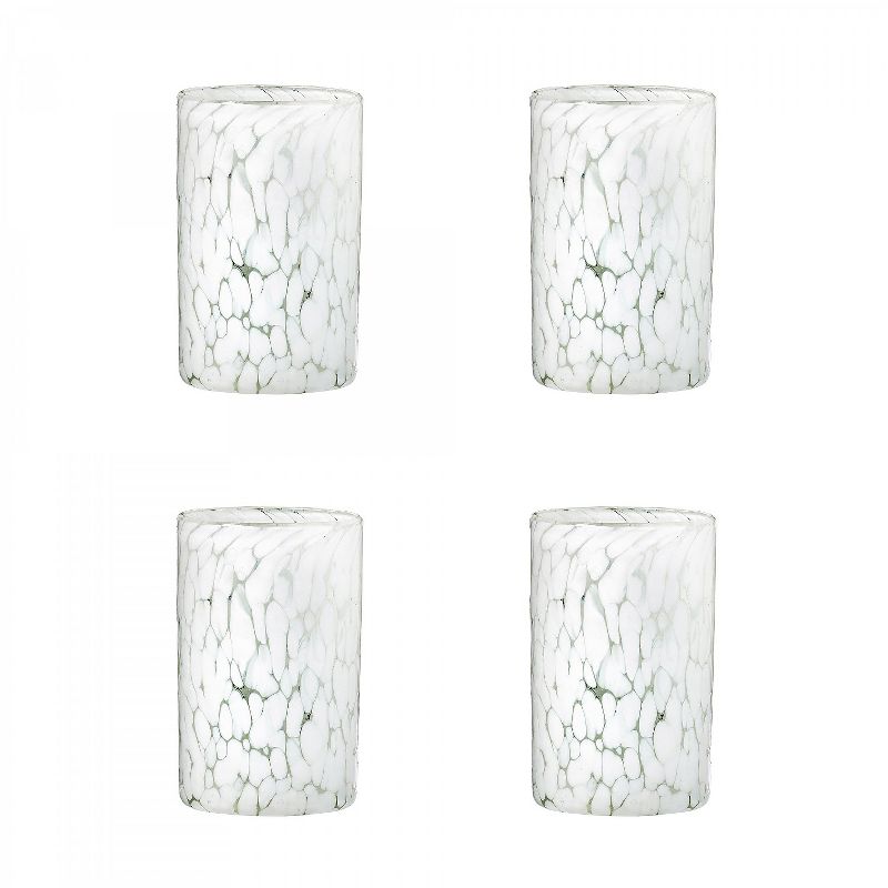 Amici Home Authentic Mexican Handmade Carmen Hiball Glass, 16oz, Assorted Set of 4