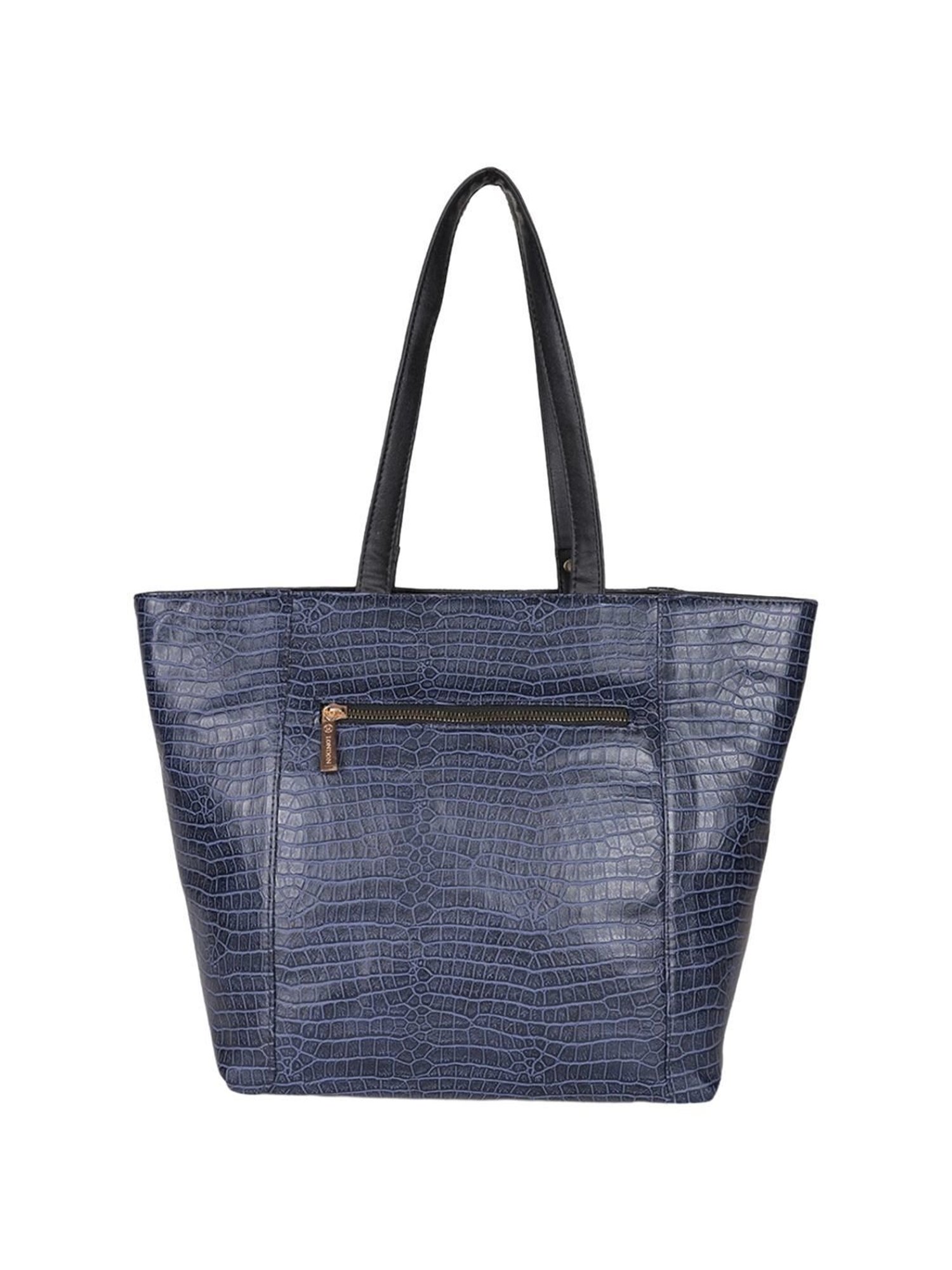 Carlton London Navy Textured Medium Tote Handbag