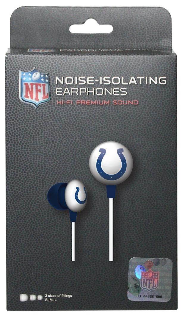 iHip NFL Officially Licensed Noise Isolating Mini Earbuds - Indianapolis Colts (White/Blue)