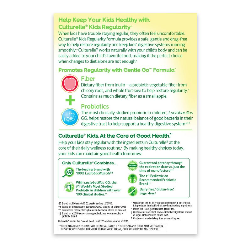 Culturelle Kids Daily Probiotic + Fiber Packets for Restoring Regularity - 24ct