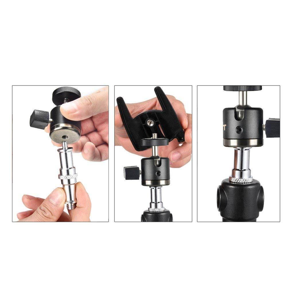 UTEBIT Ball Head Mini with Lock 360 Dgree Hot Shoe Tripod Mount Adapter Bottom Diameter 1.25inch Aluminum Ballhead Max Load 6.6lb Compatible for DSLR Camera/Video Recorder/Vive