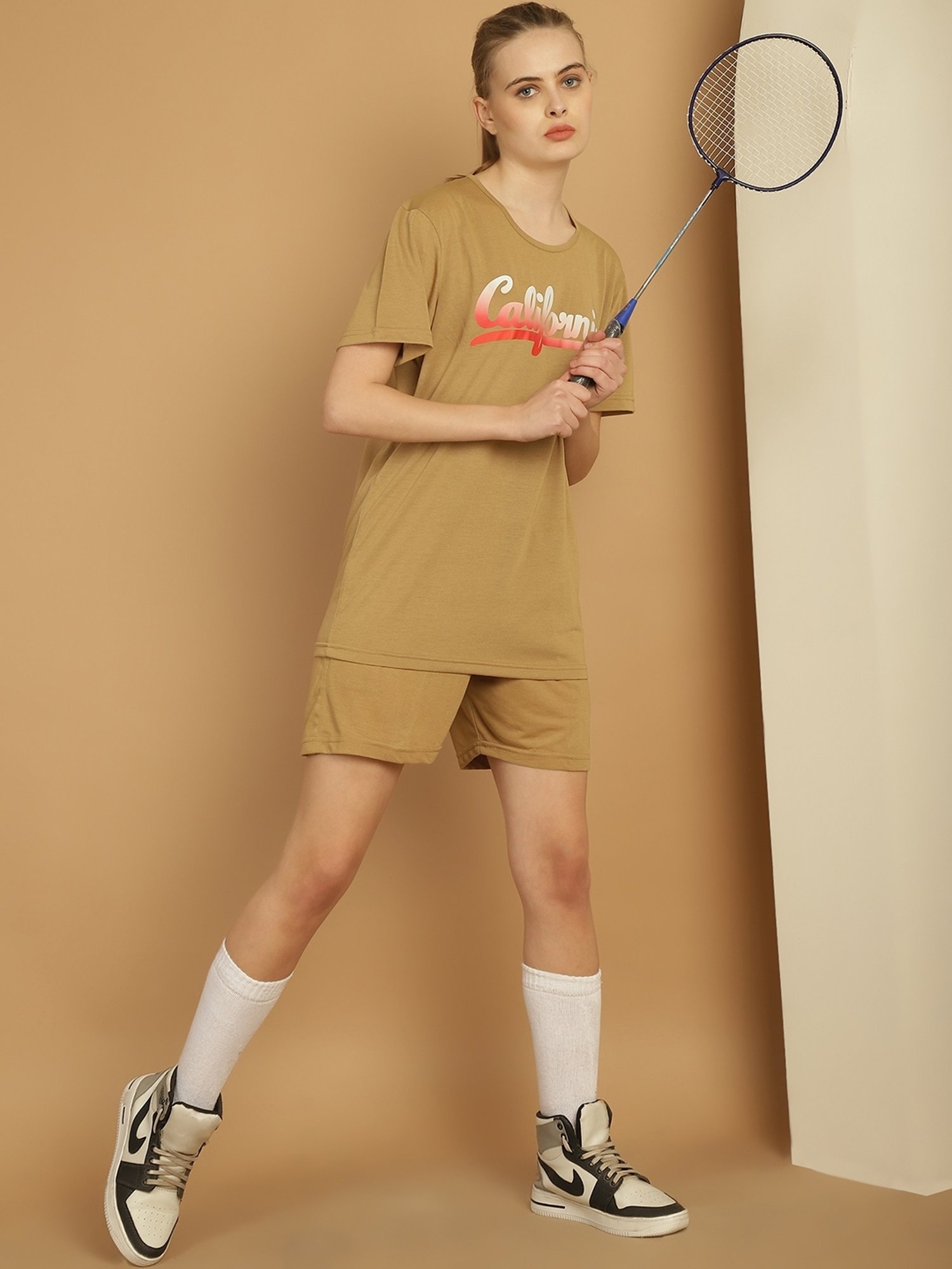 Vimal Jonney Mustard Cotton Printed T-Shirt & Shorts Set