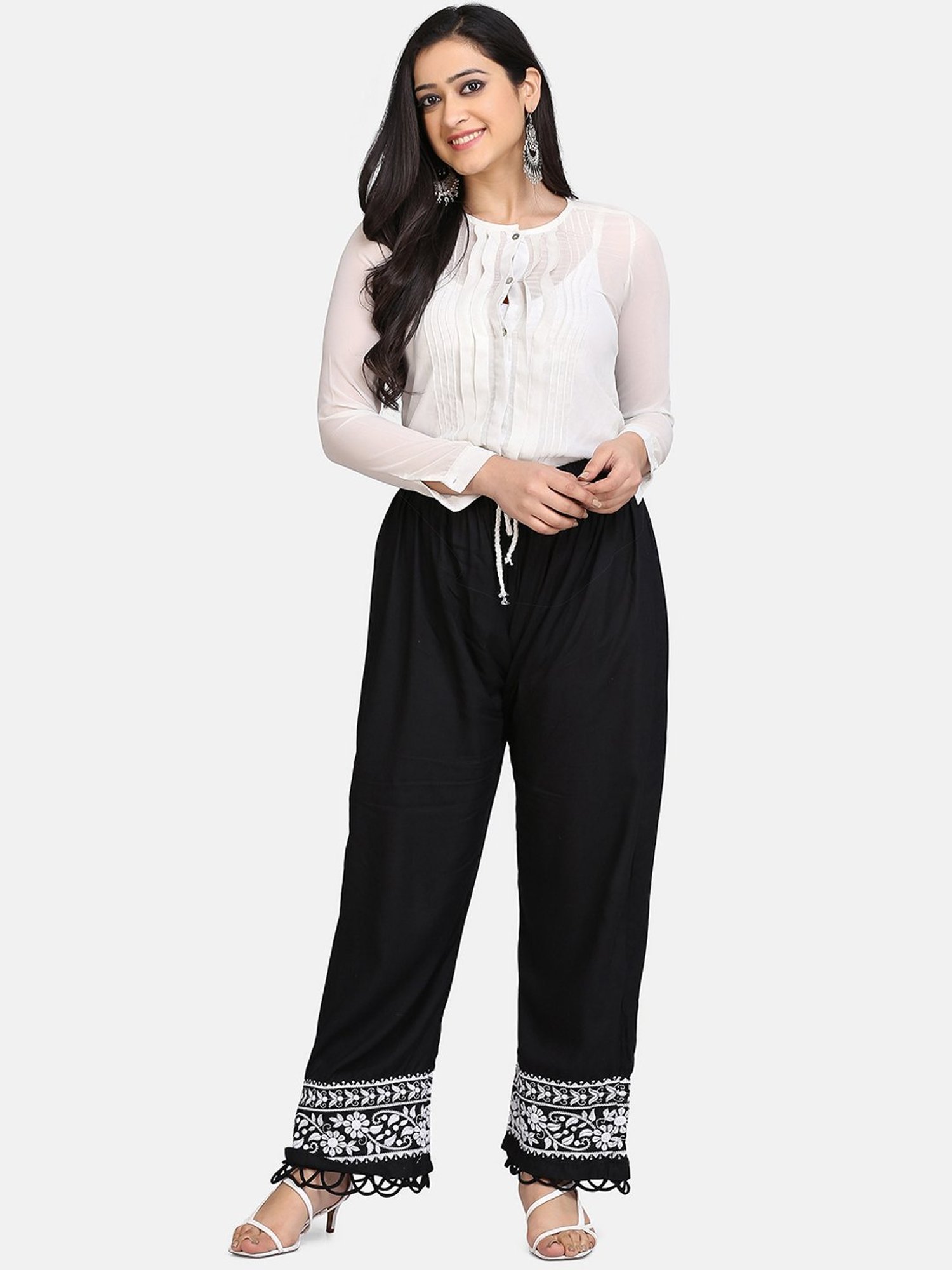 SHADES Black Chikankari Pants