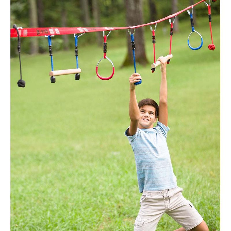 HearthSong Original 36'L 7-Piece Ninjaline Backyard Hanging Obstacle Course Kit for Kids
