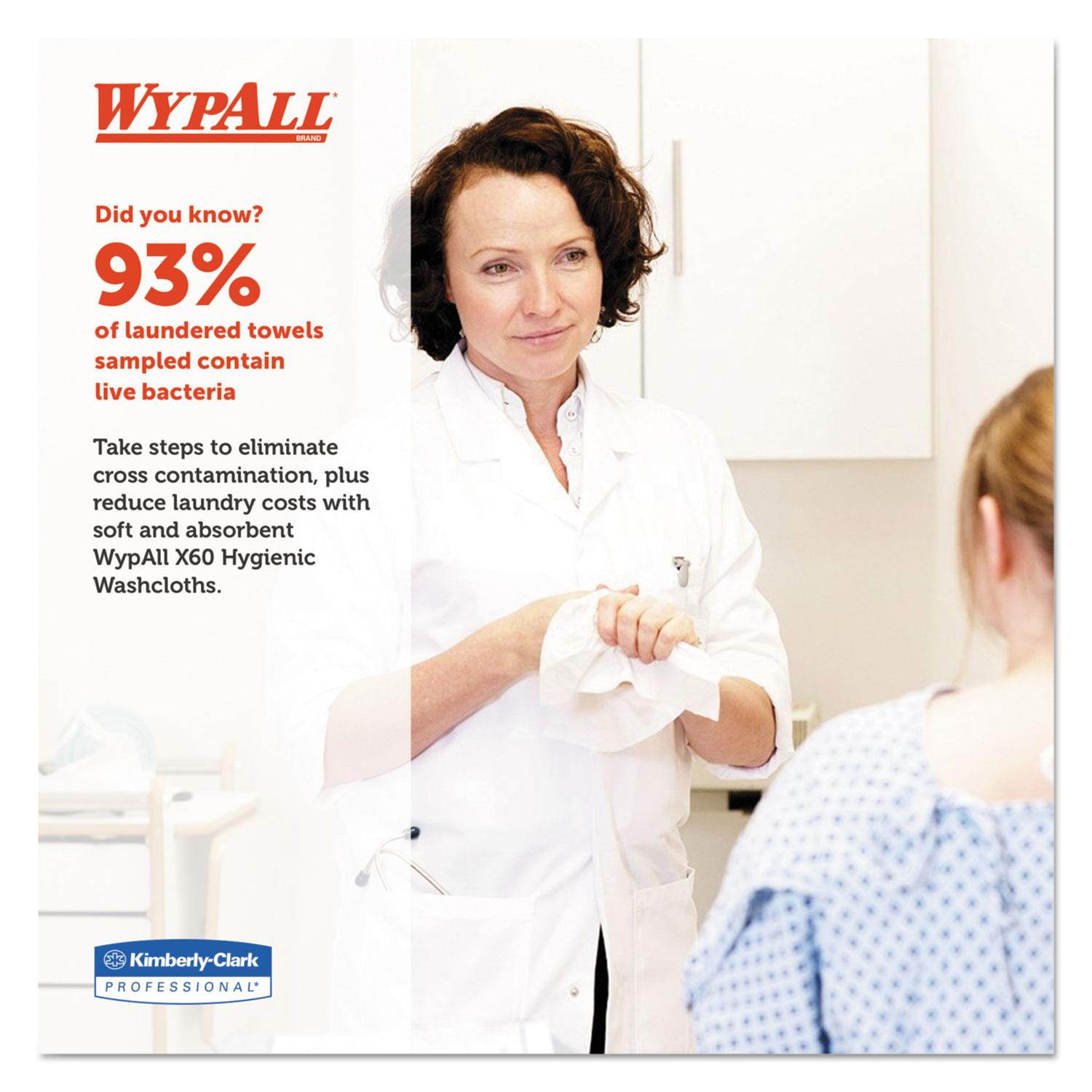 WypAll* X60 Washcloths 12 1/2 x 10 White 70/Pack 8 Packs/Carton 41083