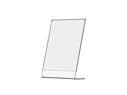 Slanted Desk Sign Holder Plastic Frame Side Load Premium Clear Acrylic Holds Notice, Info, Menu, Price Sheet, Photo or any Literature that fits in 5" x 7" Qty 4