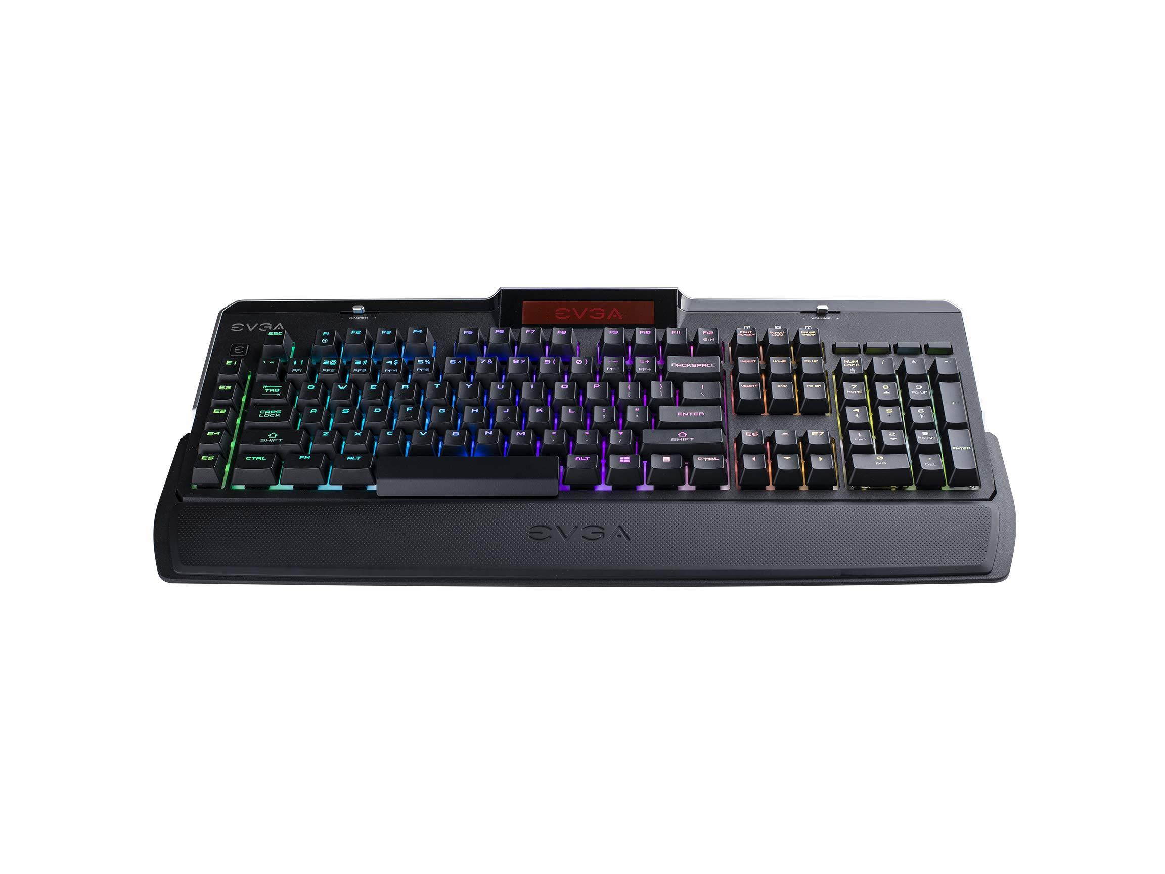 EVGA Z10 RGB Gaming Keyboard, RGB Backlit LED, Mechanical Blue Switches, Onboard LCD Display, Macro Gaming Keys
