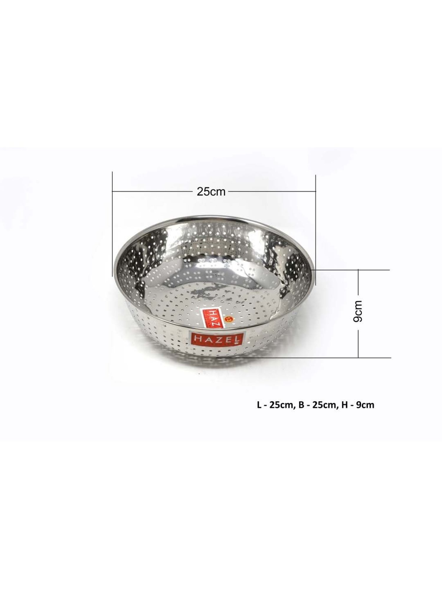 HAZEL Silver Stainless Steel Multipurpose Fruit & Vegetable Strainer (Dia 25 cm) - Set of 1