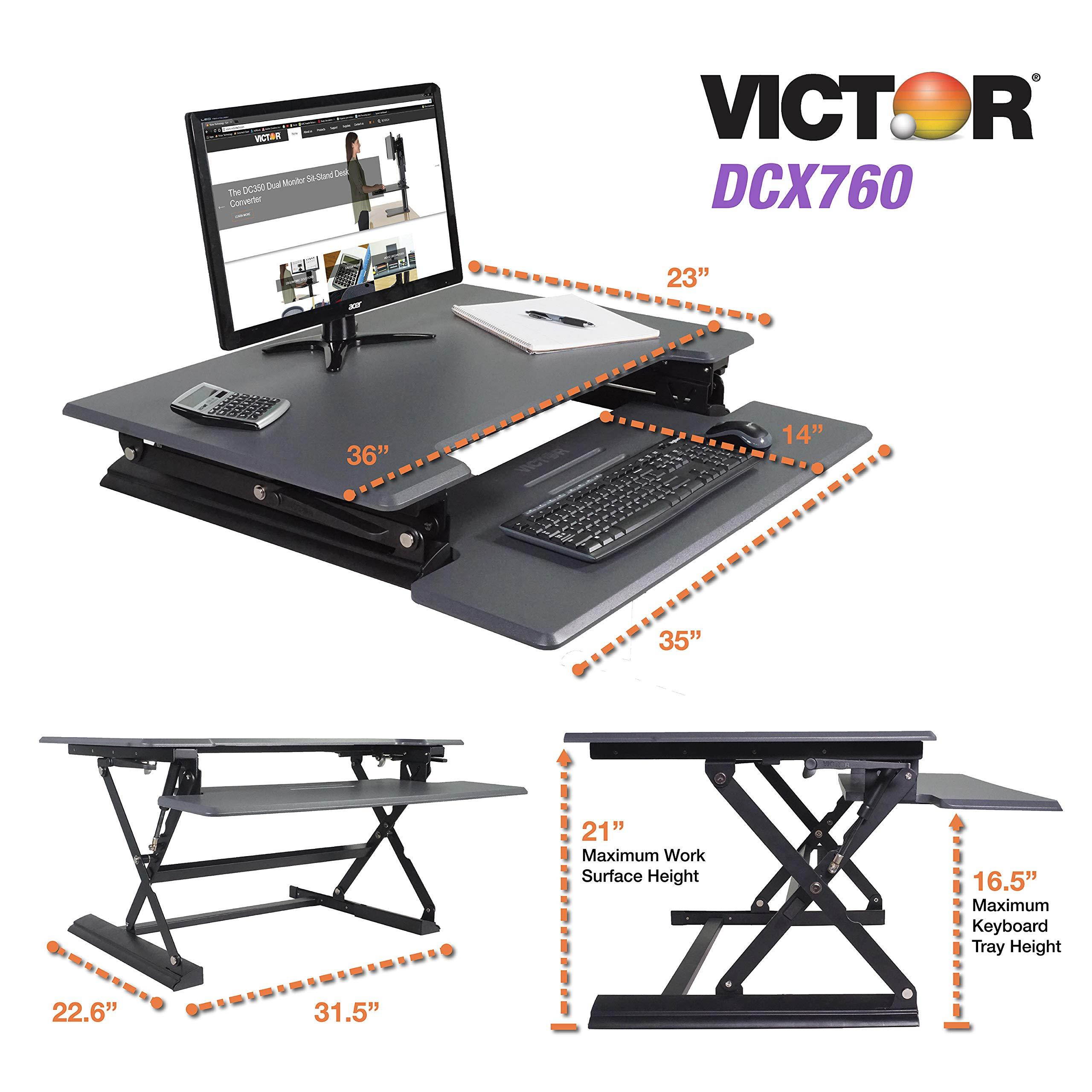 VICTOR TECH DCX760G Standing Desk, 36, Gray
