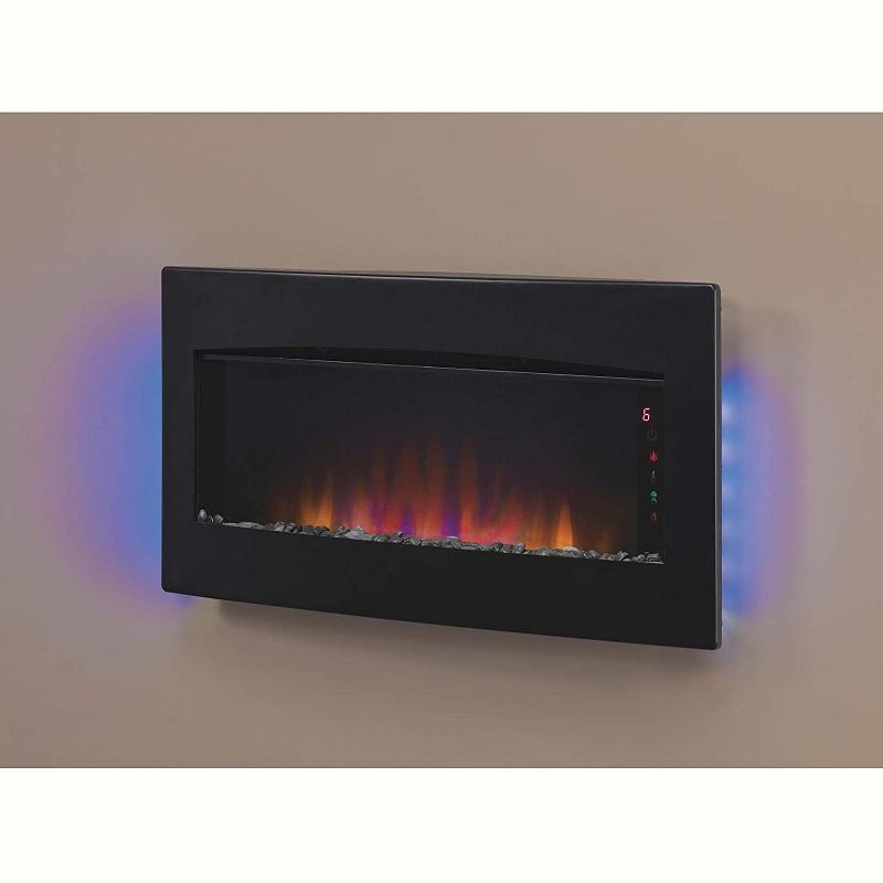 ClassicFlame 33-In Serendipity Matte Black Wall Hanging Electric Fireplace - 34HF600GRA