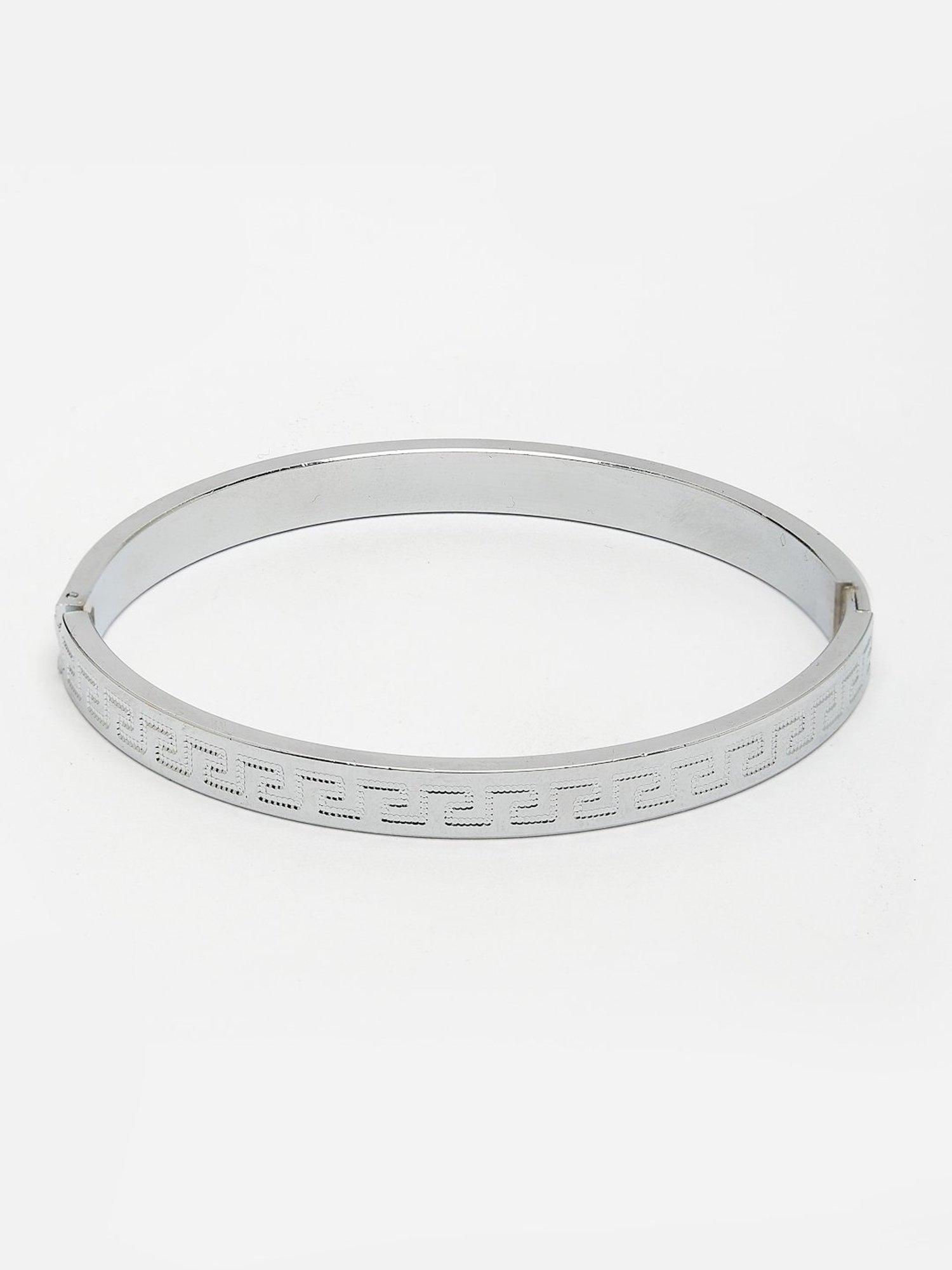 NVR Men Silver-Plated Stainless Steel Kada Bracelet