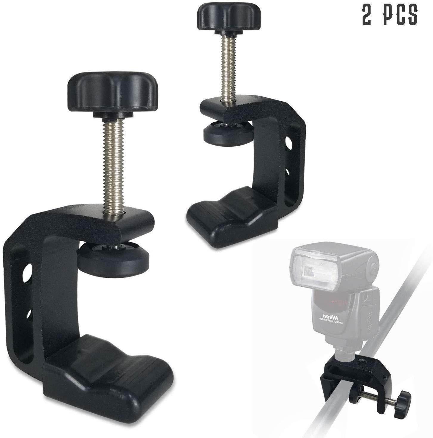 2 Pack C-Clamp Mount Holder Multi-Functional 1/4"-3/8" Female for Studio DSLR