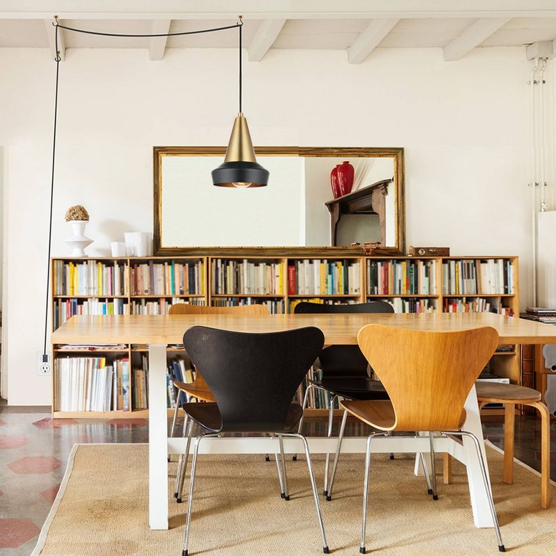 1-Light Monte Plug-In or Hardwire Pendant Matte Black - Globe Electric