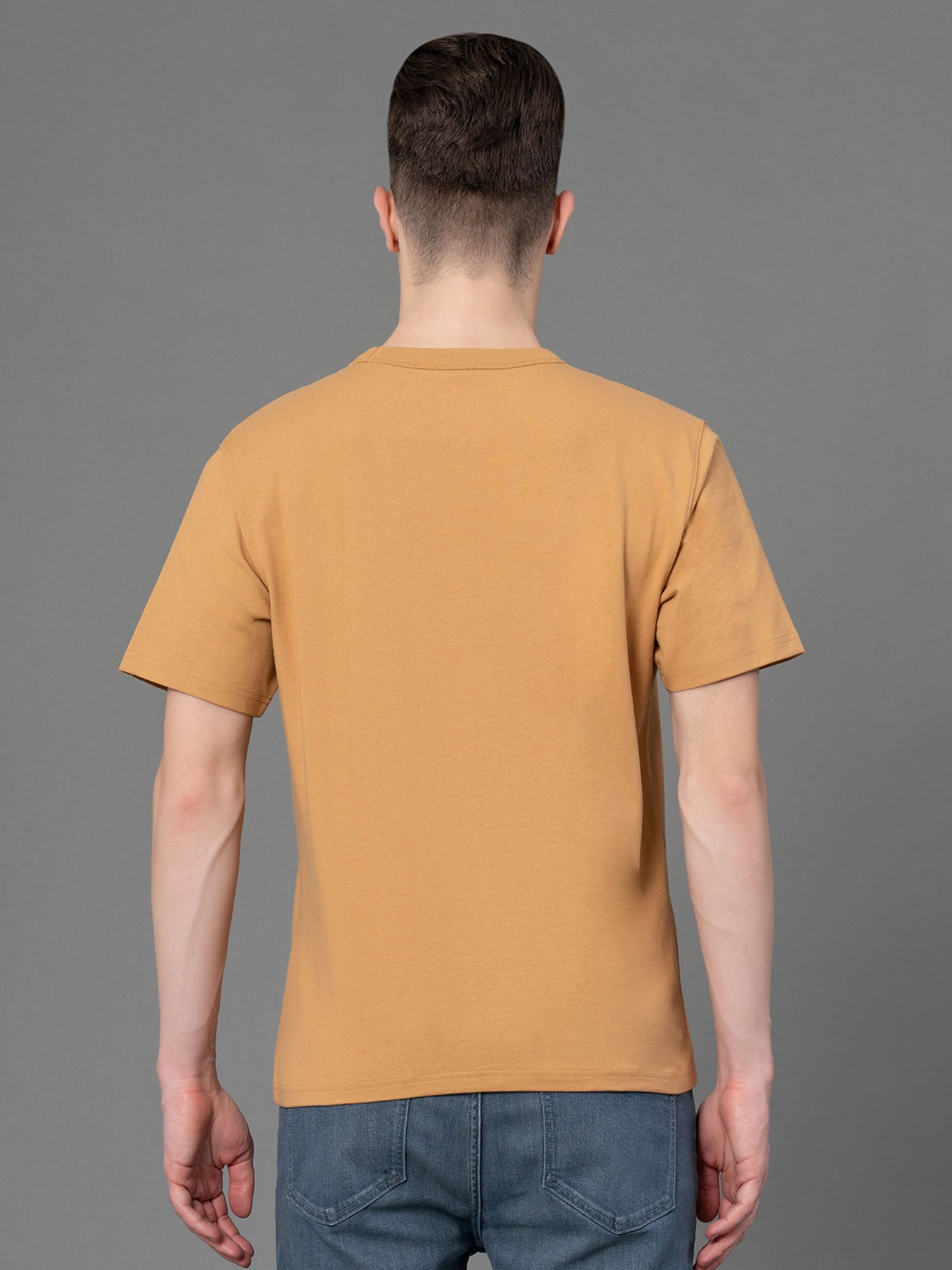 Red Tape Mustard Regular Fit Cotton Crew T-Shirt