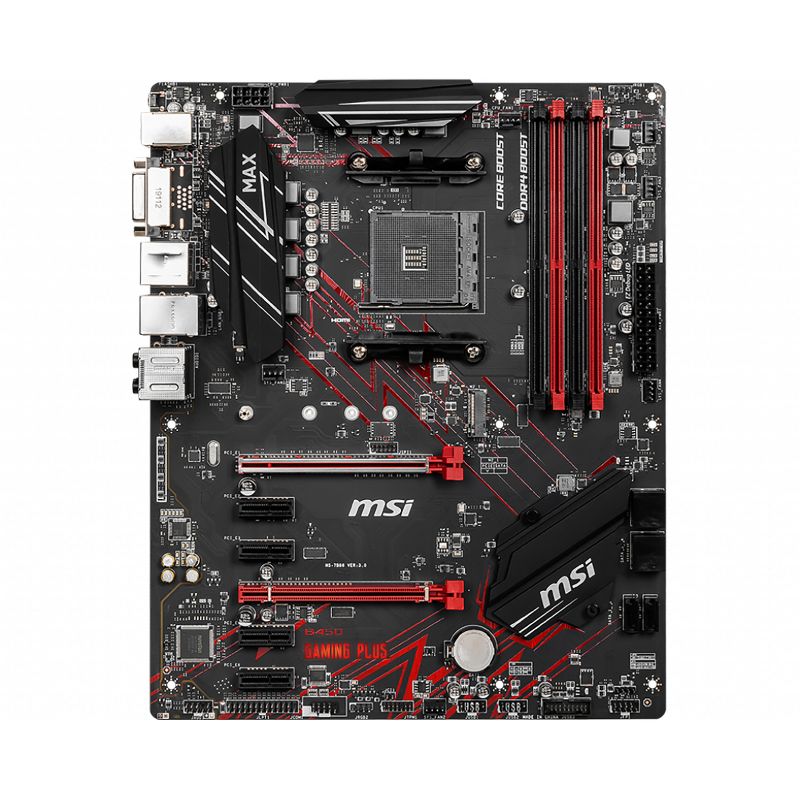 MSI B450 Gaming Plus Max Performance Gaming Motherboard AMD Ryzen 2nd & 3rd Gen AM4 M.2 USB 3 DDR4 DVI HDMI Crossfire ATX
