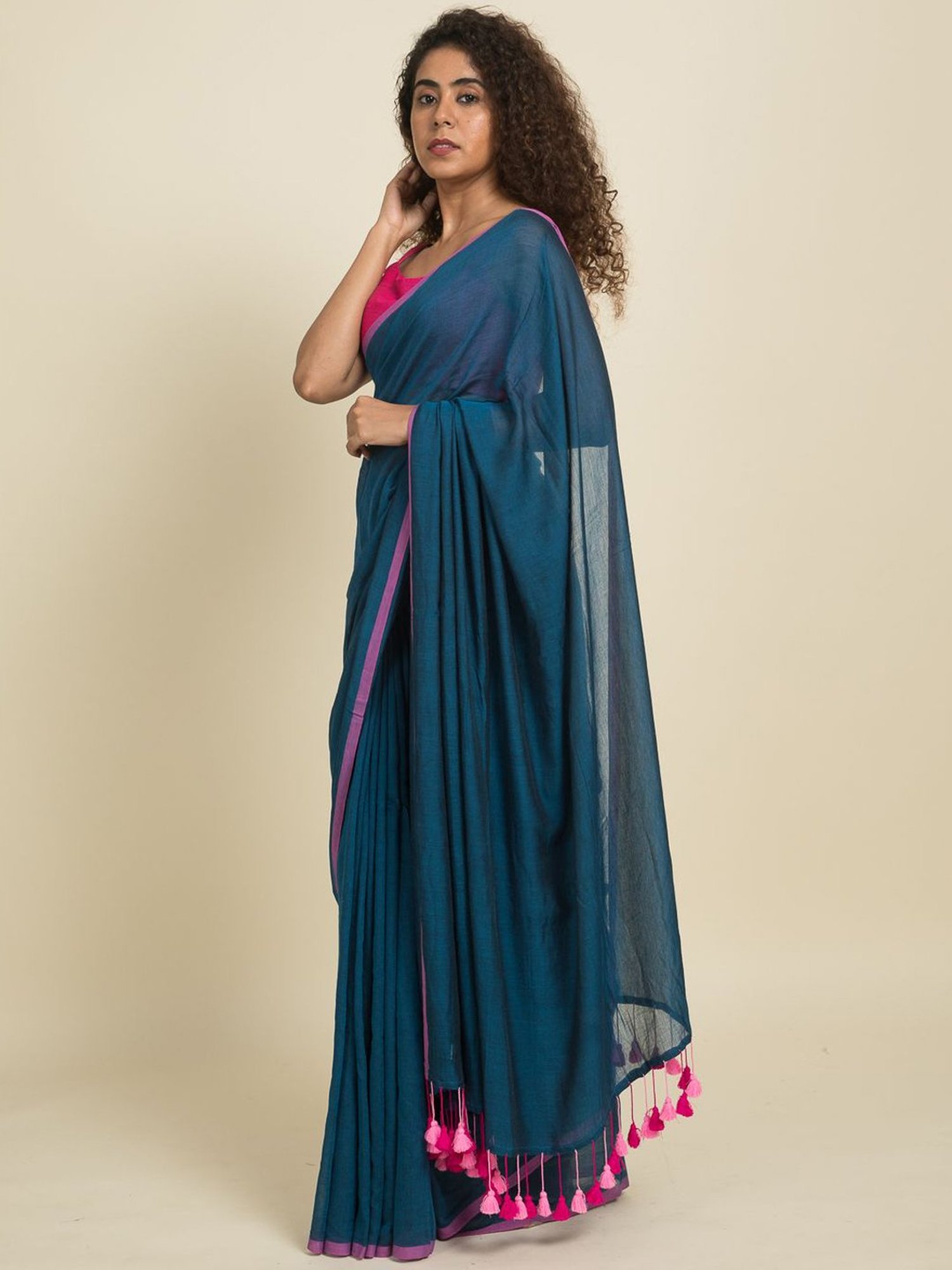 Suta Blue Pure Cotton Saree Without Blouse