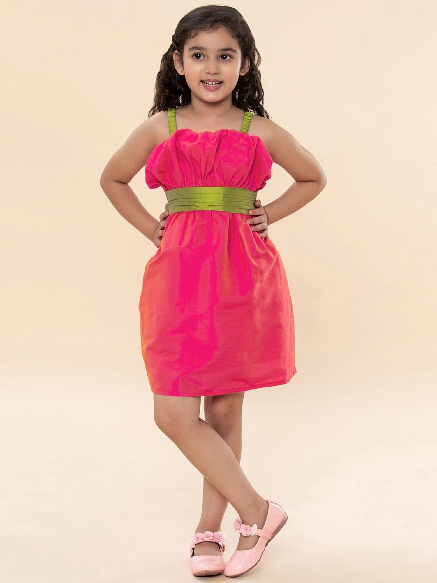 Peppermint Kids Black & White Printed Full Sleeves Dress