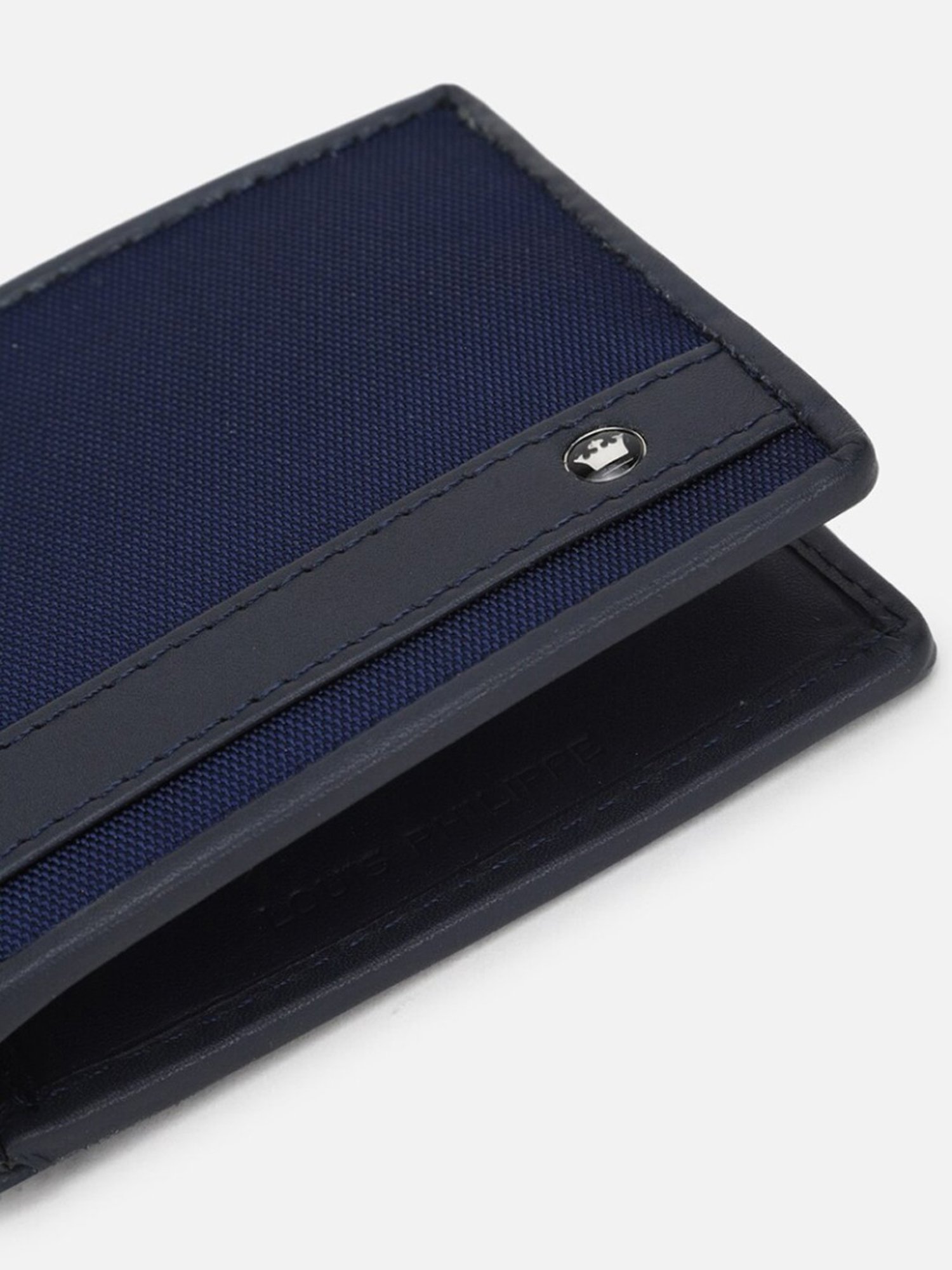 Louis Philippe Navy Leather Textured Bi-Fold Wallet