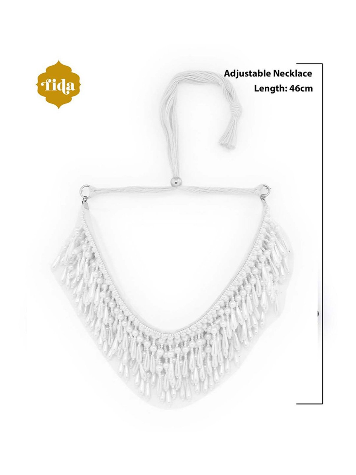 Fida Trendy Seed Beaded Waterfall Pearl White Necklace