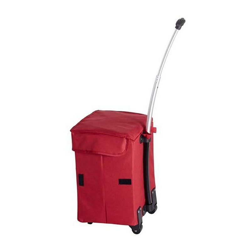 dbest products Smart Cart Collapsible Rolling Utility Basket for Laundry, Shopping, Travel, Cleaning Supplies, w/Telescoping Handle, Red