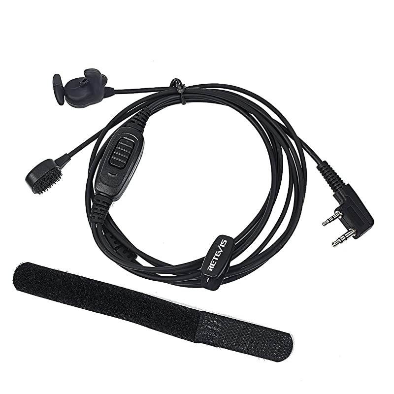 2 Way Radios Headset 2 Pin Ear Bone Vibration Tactical Helmet Earpiece for Baofeng UV5R UV82 H777 RT22 RT21 Walkie Talkie 1 Pack