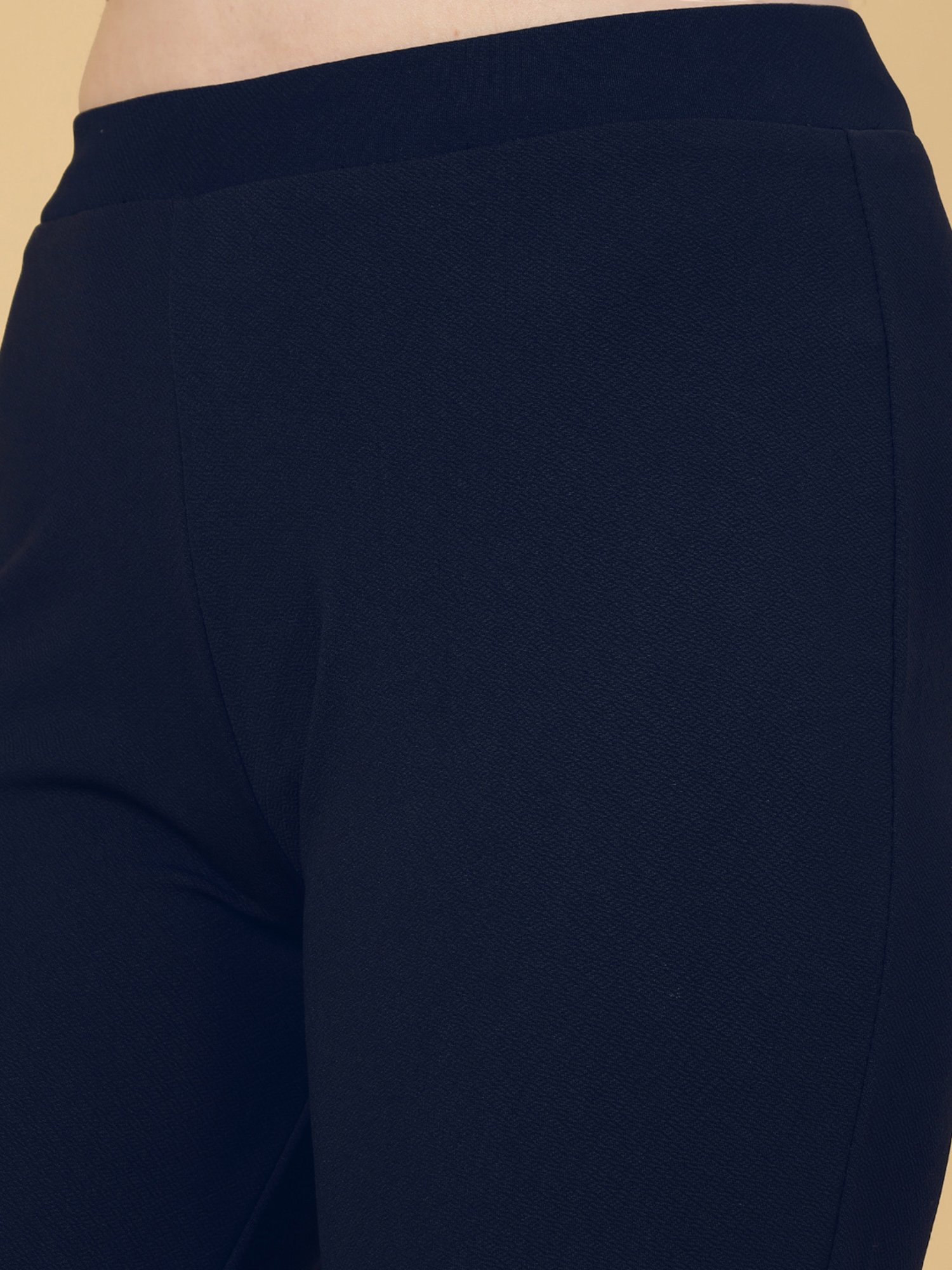 FITHUB Navy Regular Fit Regular Fit High Rise Trousers