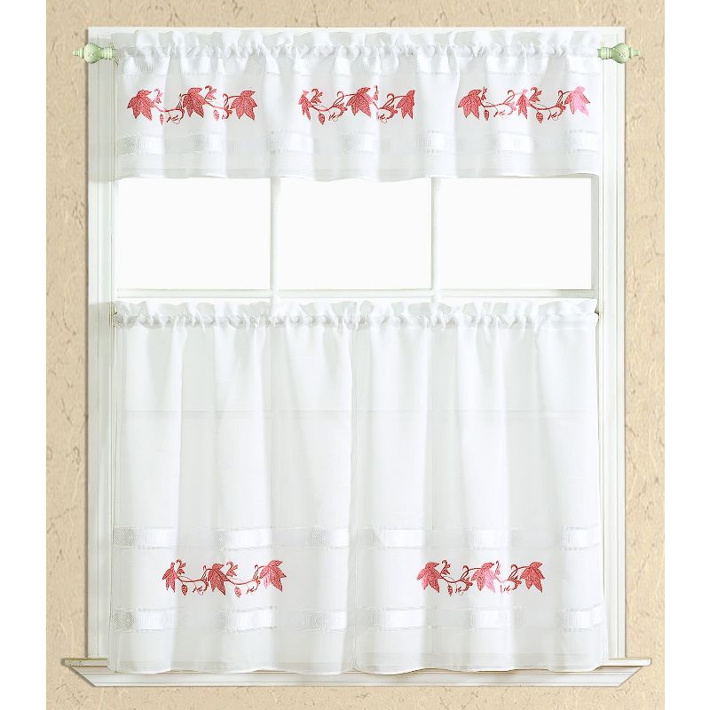 Ramallah Trading Spring Leaf Kitchen Curtain Set - 30 x 36, Orange