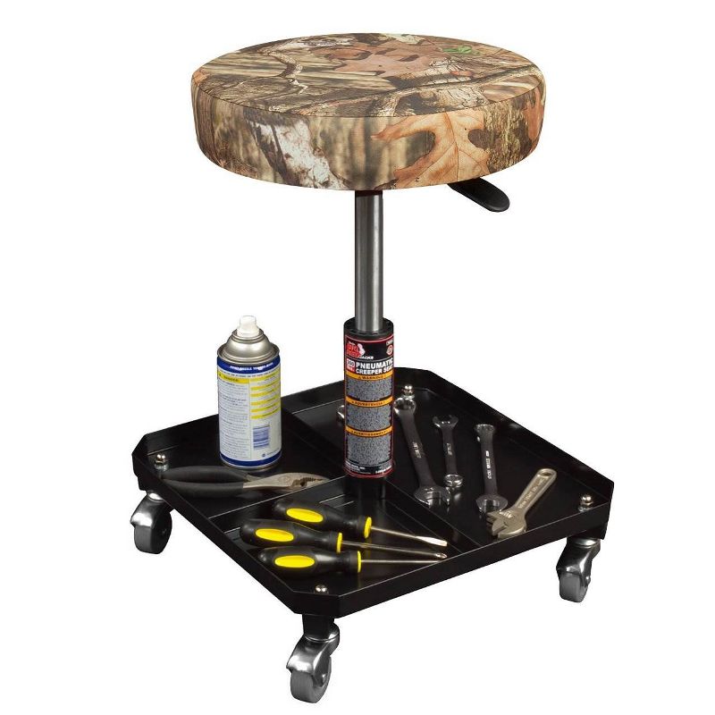 Torin Big Red Rolling Pneumatic Creeper Adjustable Garage Mechanic Stool, Camo