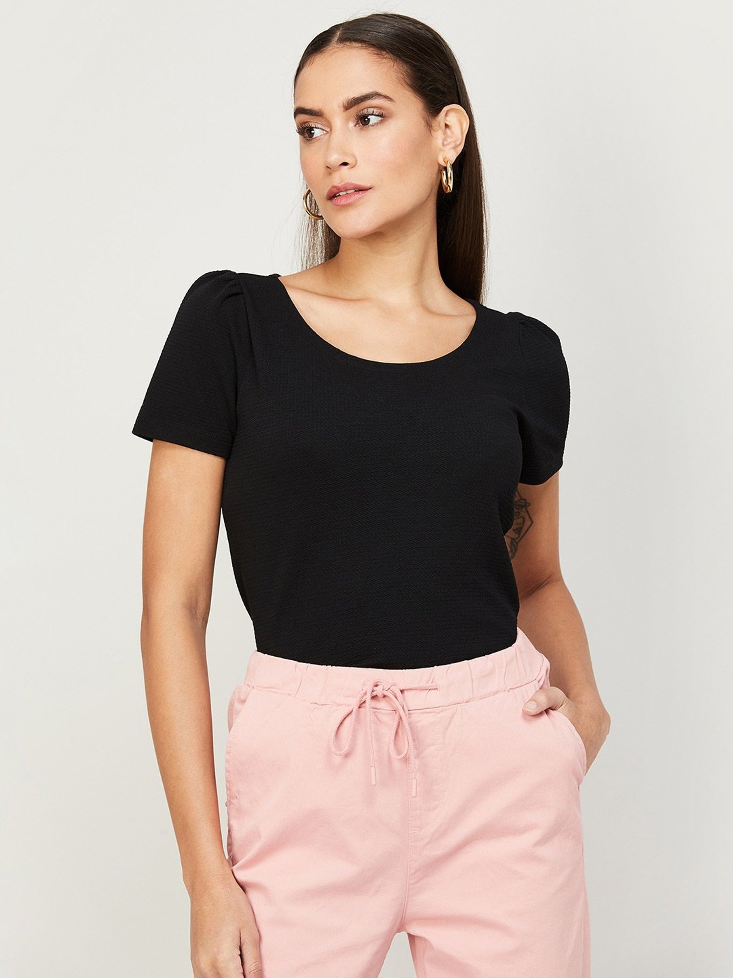 Code by Lifestyle Black Regular Fit Top