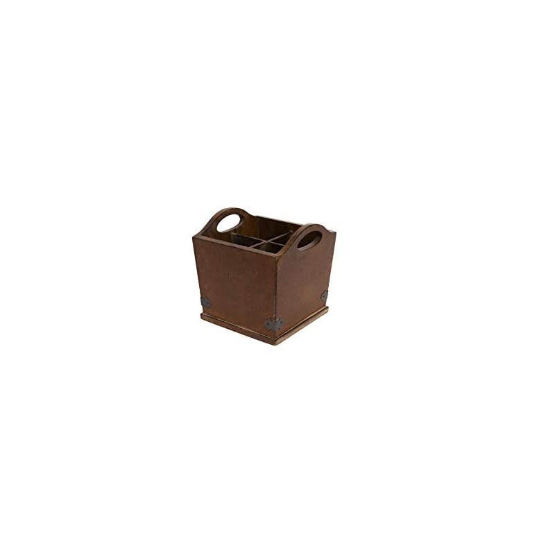 Wood Utensil Holder with 4 Compartments