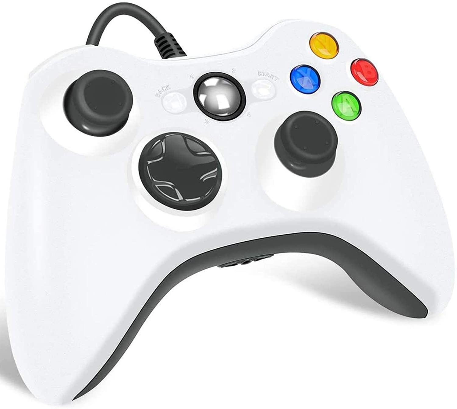 Wired Controller for Xbox 360,Game Controller for Xbox 360 with Dual-Vibration Turbo for Microsoft Xbox 360/360 Slim and PC Windows 7,8,10(White)