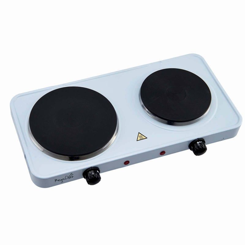 MegaChef Portable Dual Electric Cooktop - White