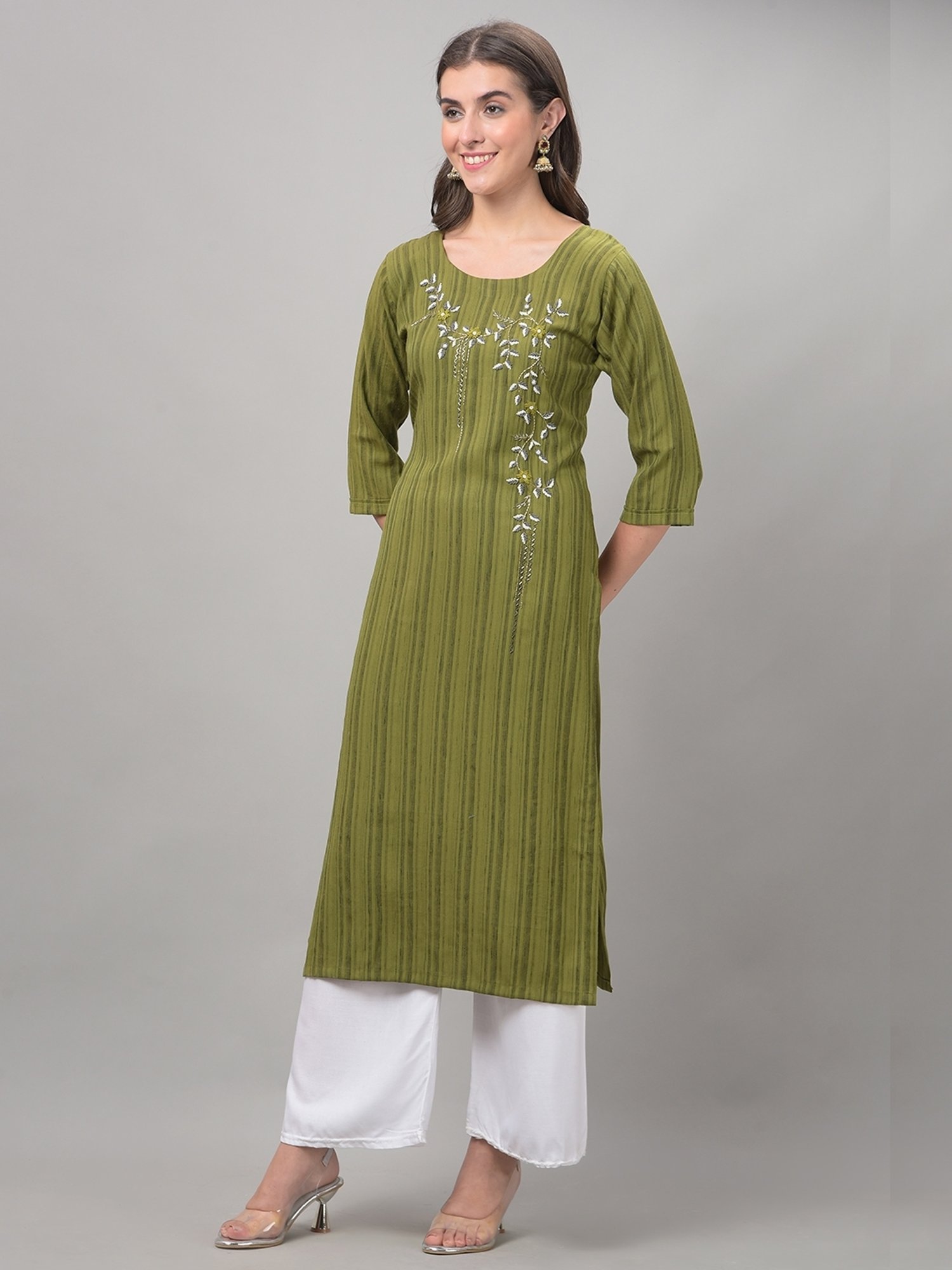 Dollar Missy Green Embroidered Straight Kurta
