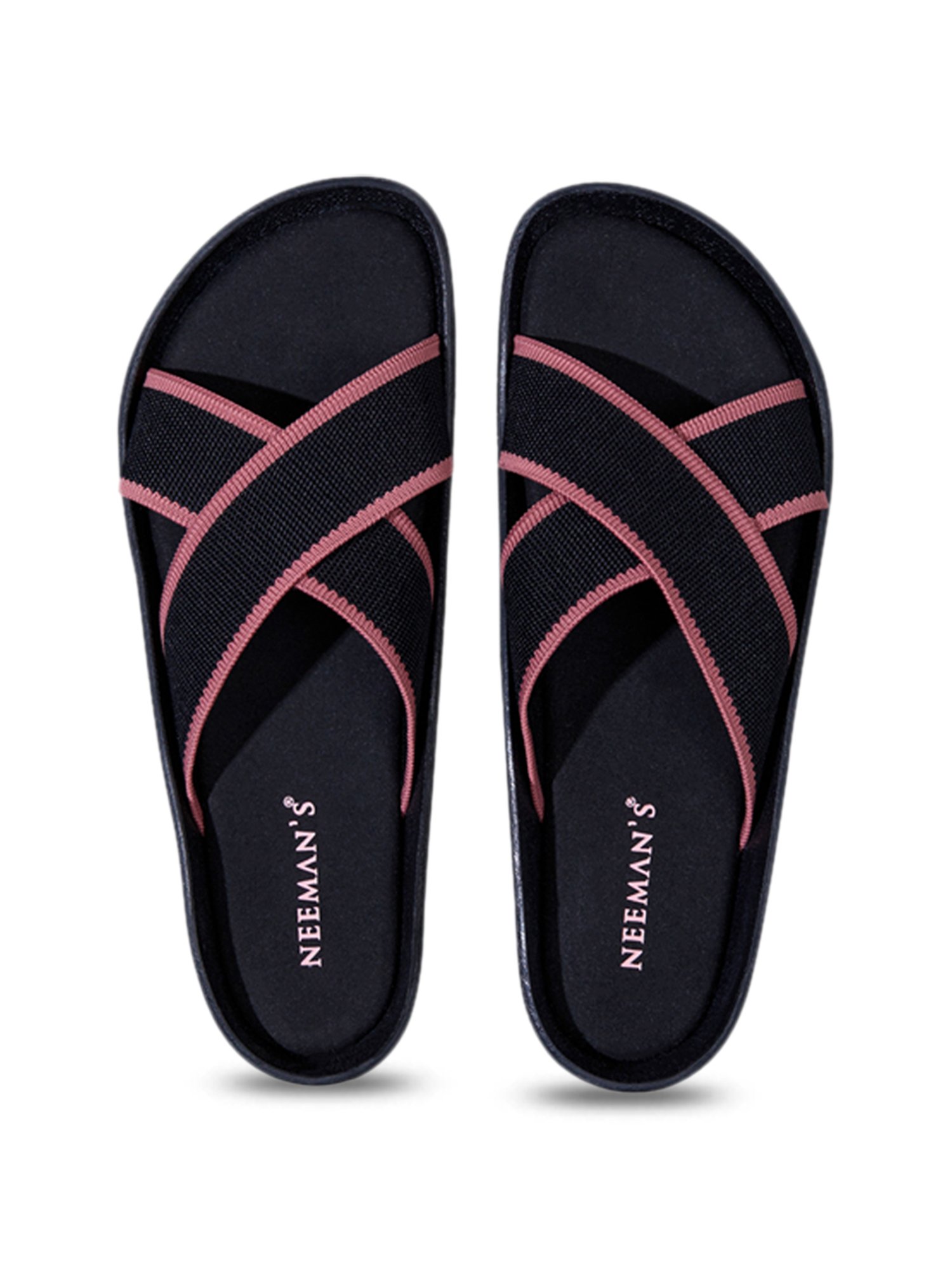 Neemans Women's Black Cross Strap Sandals